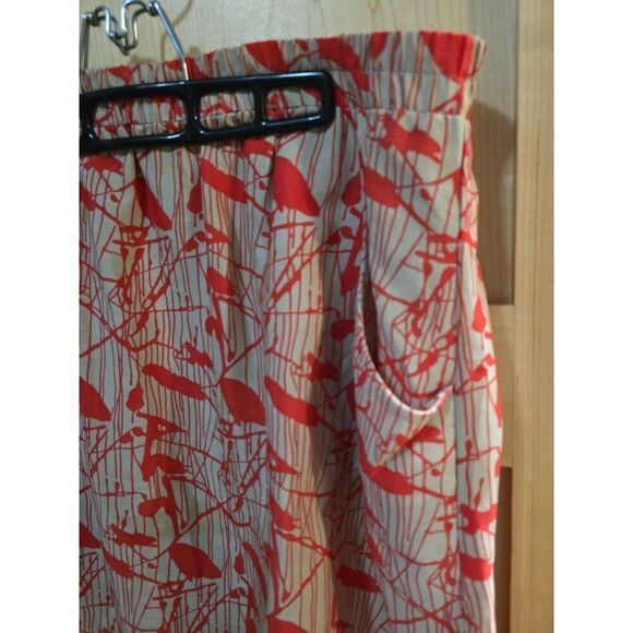 Red & White Everly Elastic Waist Skirt With Bird & Branch Print Womens - Picture 2 of 8